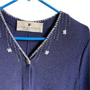 Vintage Steve Fabrikant Sweater Dress Blue Wool Blend Knit Large